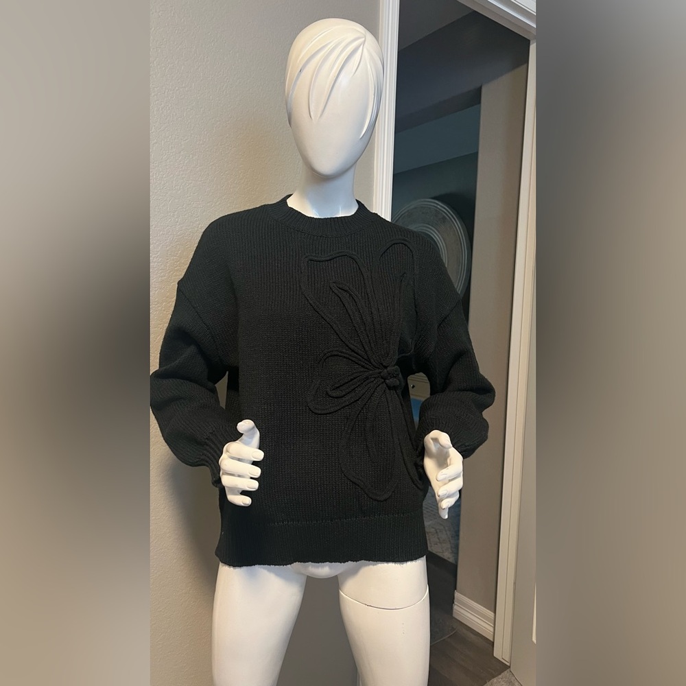 PRETTYGARDEN Long Sleeve Crewneck Floral Knit Pullover Sweater size S